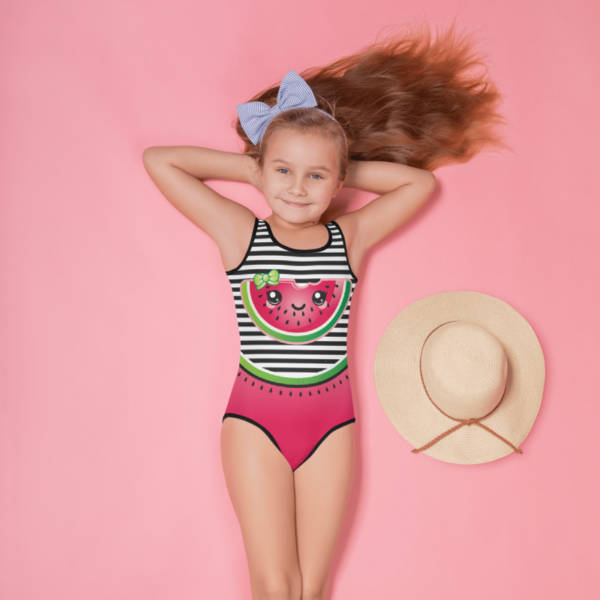 Watermelon stripes one piece swimsuit