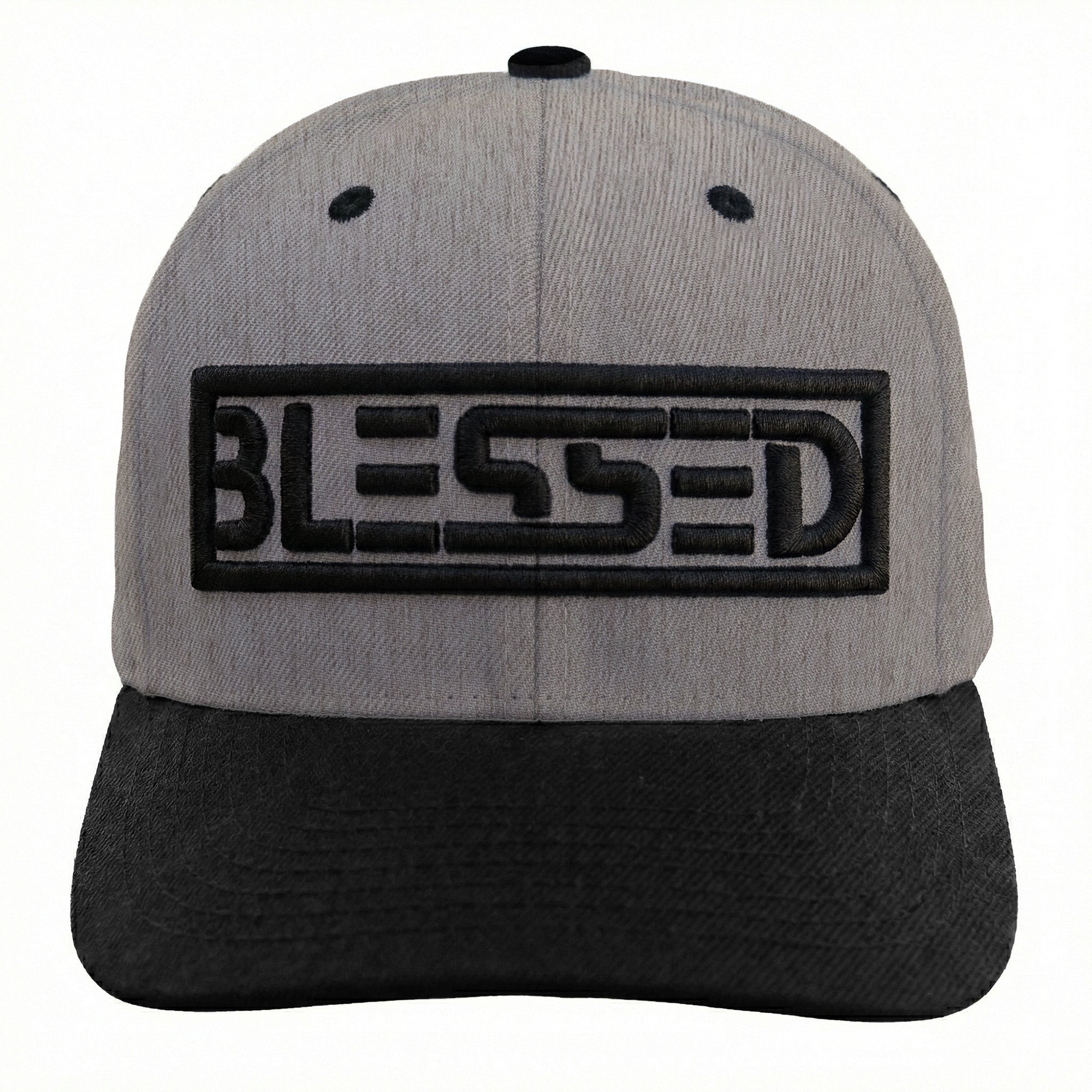 The Light Clothing Gray heather and black cap BLESSED hat Christian embroidery