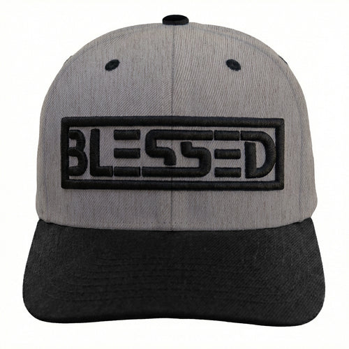 The Light Clothing Gray heather and black cap BLESSED hat Christian embroidery
